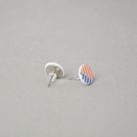 Earings: Lentils - Orange And Blue Stripes, Porcelain Jewels Studio Mallys