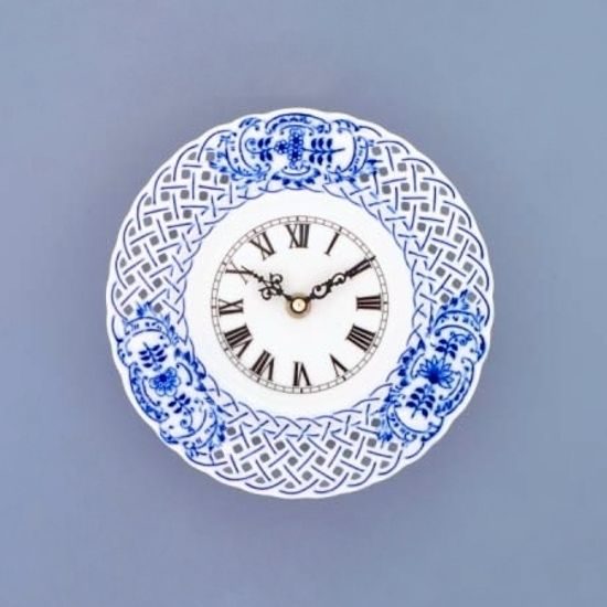 Clock perforated 18 cm + Clockwork, Original Blue Onion Pattern