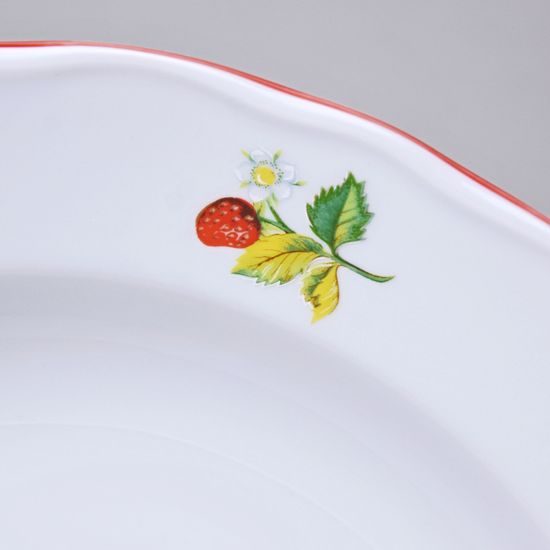 Red line: Deep plate 24 cm, strawberries, Český porcelán a.s.