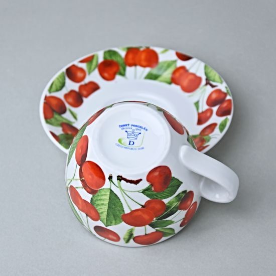 Šálek 250 ml a podšálek 15 cm Milada, třešně, Český porcelán a.s.