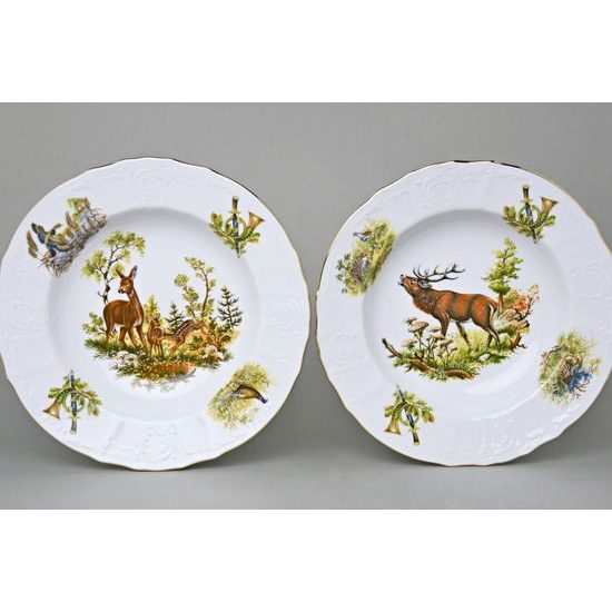 Plate deep 23 cm set of 6 pcs., Thun 1794 Carlsbad porcelain, BERNADOTTE hunting