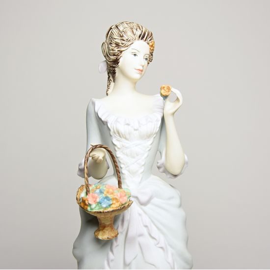 Lady with basket 10 x 11 x 28 cm, Pastel, Porcelain Figures Duchcov