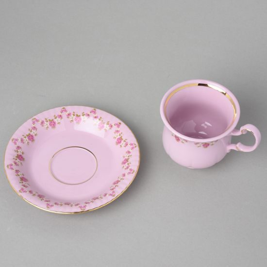 Cup 0,2 l + saucer 15 cm Monika, rose china, decor 158, Leander Loučky