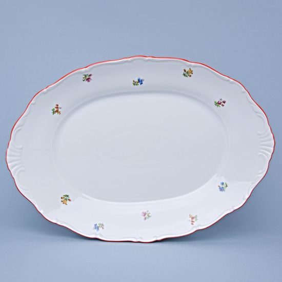 Dish oval 36 cm, Házenka flowers with red line, Thun 1794 Nová Role