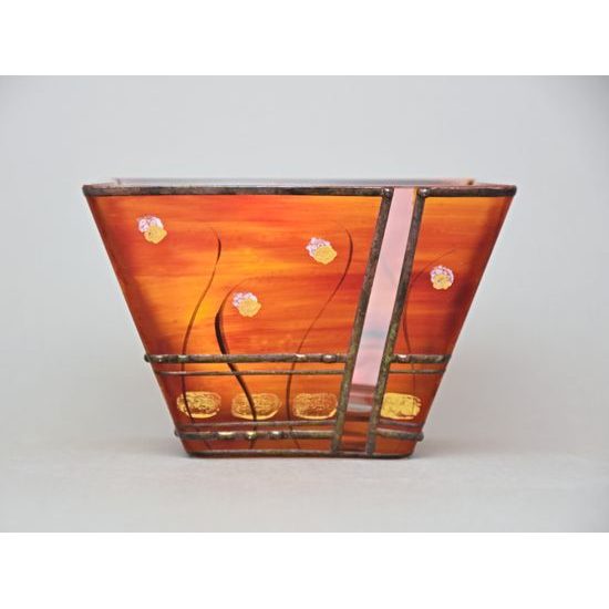 Studio Miracle: Bowl orange-red, 13,5 cm, Hand-decorated by Vlasta Voborníková