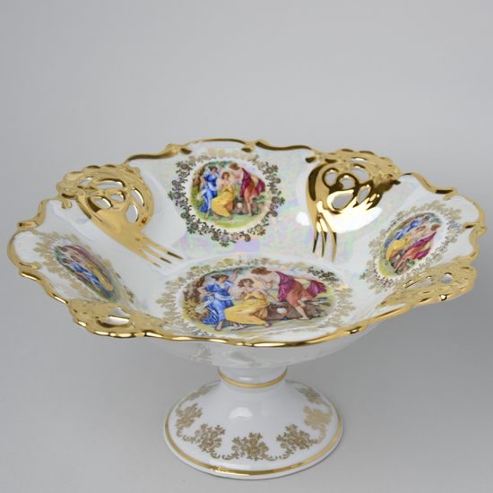 Bowl perforated 32,5 cm footed, The Three Graces, Queens' Carlsbad porcelain