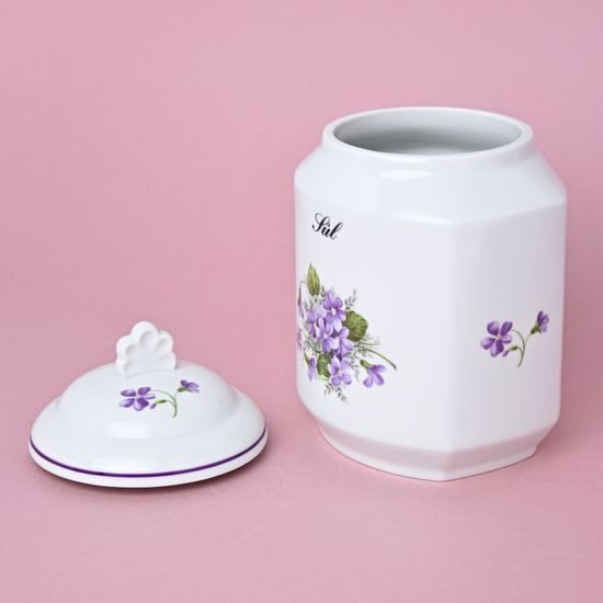 Conatiner for salt 1,1 l, sign "Sůl", Violet, Cesky porcelan a.s.