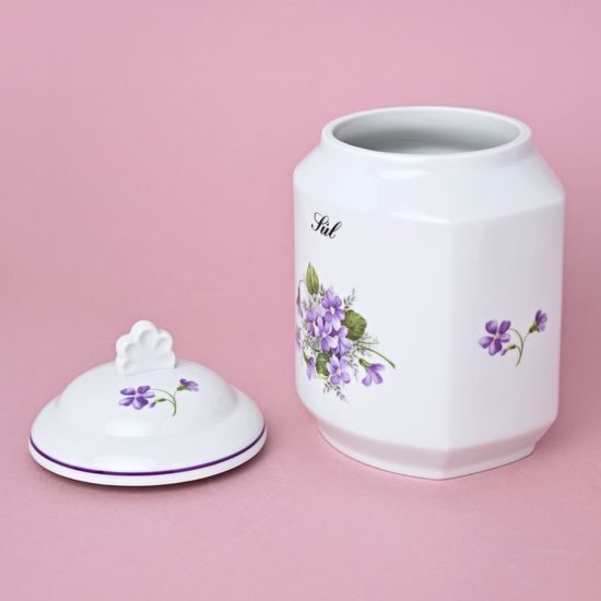 Dóza na poživatiny 1,1 l, sůl, fialky, Český porcelán a.s.