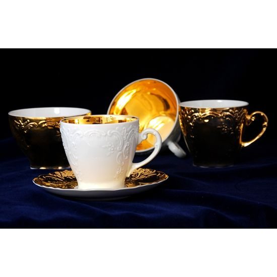 Cup 175 ml and saucer coffee, Opera GOLD outside, Cesky porcelan a.s.