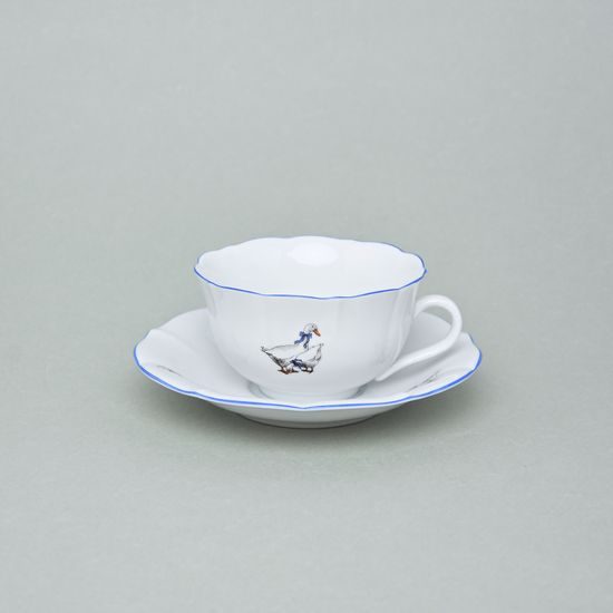 Cup and saucer mirror C/1 plus ZC1 0,20 l / 15,5 cm for tea, Cesky porcelan a.s., Goose