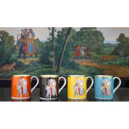 Blenheim Palace - Indian Room, Elephant: Mug black 280 ml, English Fine Bone China, Roy Kirkham