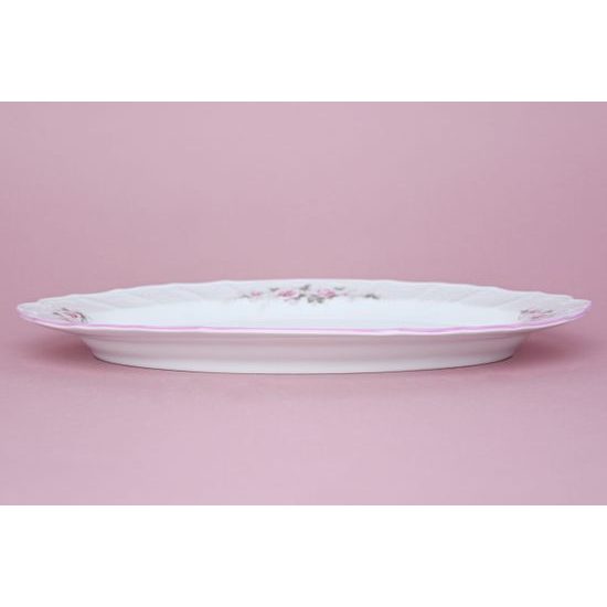 Pink line: Dish flat oval 36 cm, Thun 1794 Carlsbad porcelain, BERNADOTTE roses