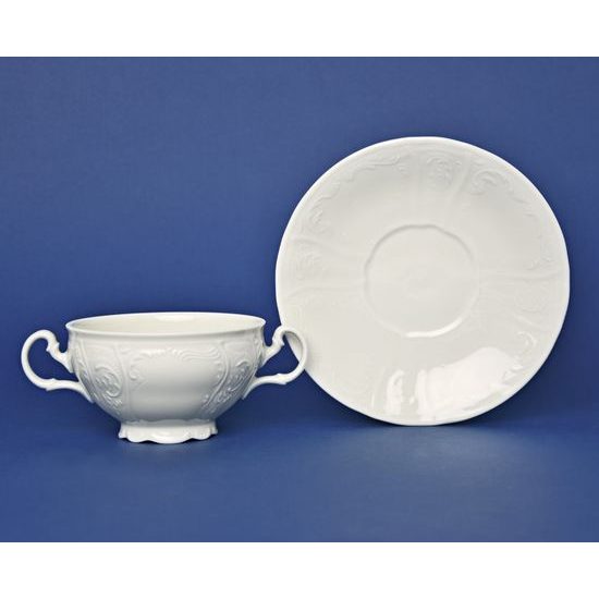 Cup 275 ml and saucer 18 cm soup, Thun 1794 Carlsbad porcelain, BERNADOTTE ivory