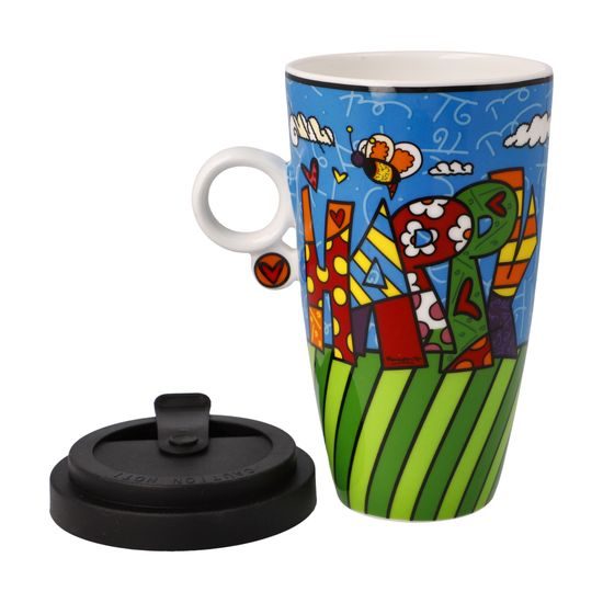 Mug with lid Romero Britto - Happy, 0,5 l, Fine Bone China, Goebel