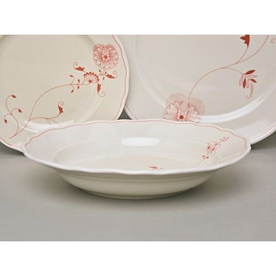 Talířová sada pro 6 osob, cibulák ECO červený na ivory, Český porcelán a.s.