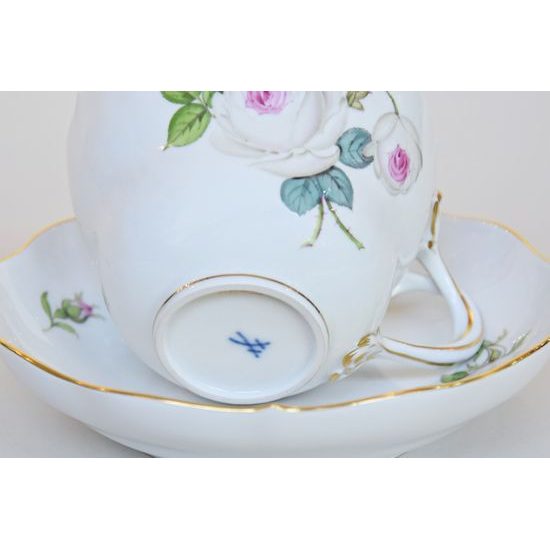 A Tea Cup and Saucer - Rose 160 ml, Meissen Porcelain