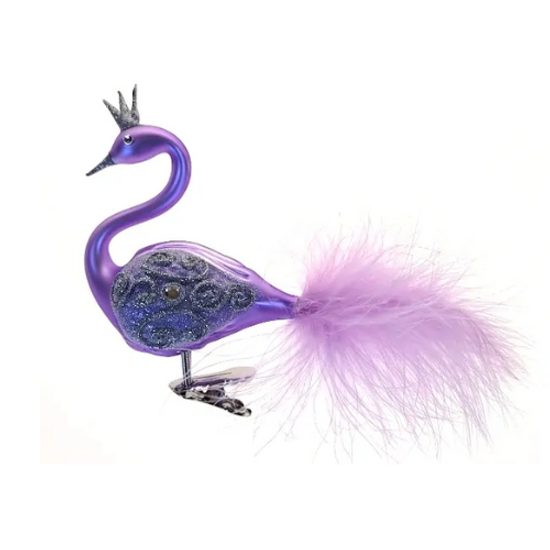 Christmas decoration swan, 10 cm, light purple, Czech decorations MIJA