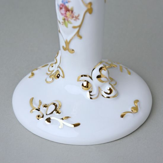 Candleholder Rococo 10,7 x 17,8 cm, White + print + Gold, Royal Dux Bohemia