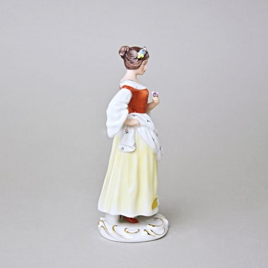 Dáma s květinou 7 x 8 x 19 cm, Saxe, Porcelánové figurky Duchcov