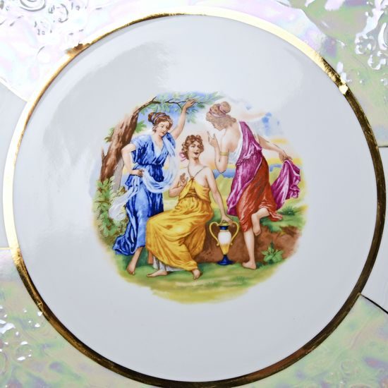 The Three Graces: Cake plate on stand 32 cm, Thun 1794 Carlsbad porcelain, BERNADOTTE