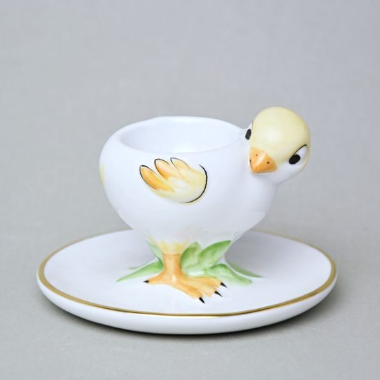 Kalíšek na vejce 7 cm, Kuřátko žluté, porcelán Lindner