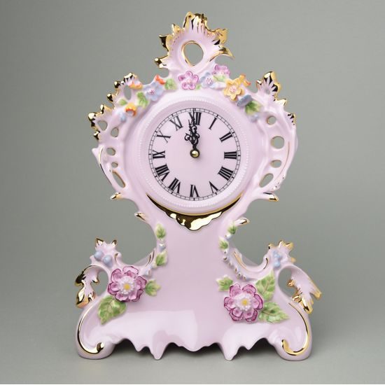 Large table clock 34 cm, Rose China Chodov