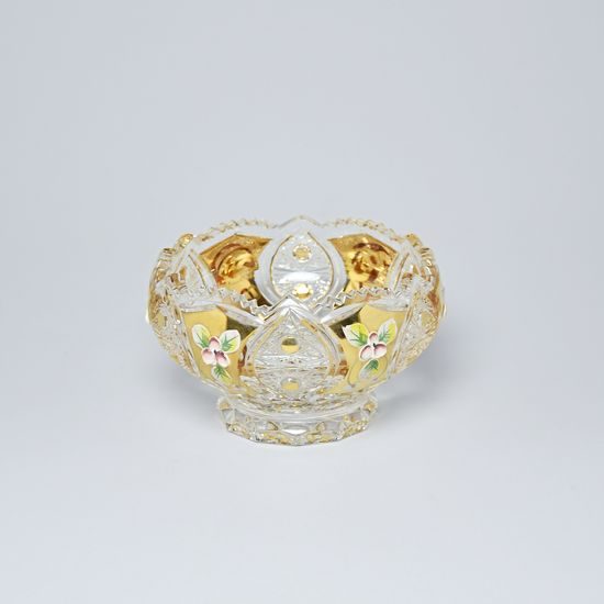 Crystal Cuted Bowl, 125 mm, Gold + Enamel, Jahami Bohemia