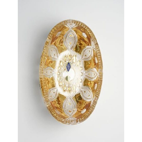 Cut Crystal Bowl Gondola, 27 cm, Gold + Enamel, Jahami Bohemia