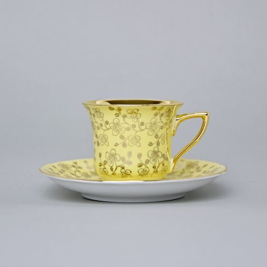 Šálek 80 ml a podšálek mokka Windsor, Žlutá, Leander 1907 Loučky