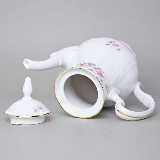 Golden line: Coffee pot 1,2 l, Thun 1794 Carlsbad porcelain, BERNADOTTE roses