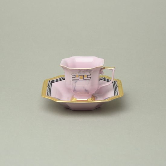 Šálek 80 ml mokka a podšálek 11 cm, Empír 513, Růžový porcelán z Chodova