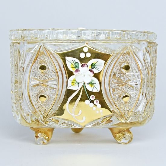 Cut Crystal Dose - three-sided, Gold + Enamel, Jahami Bohemia