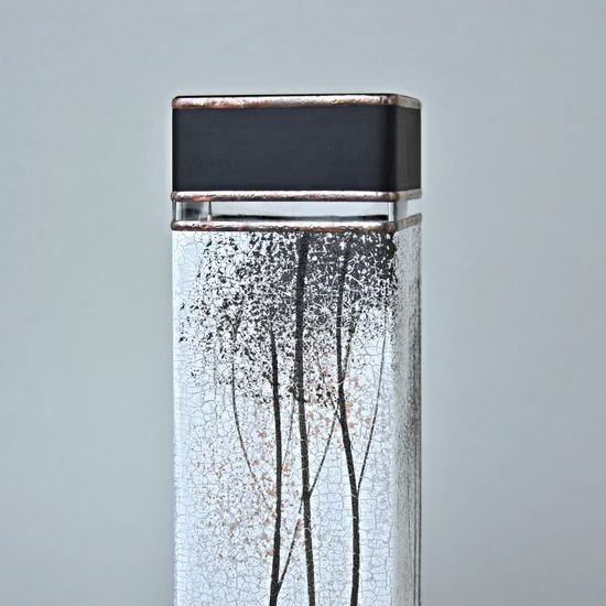 Studio Miracle: Vase White-black, Square, 30 cm, hand decoration Vlasta Voborníková