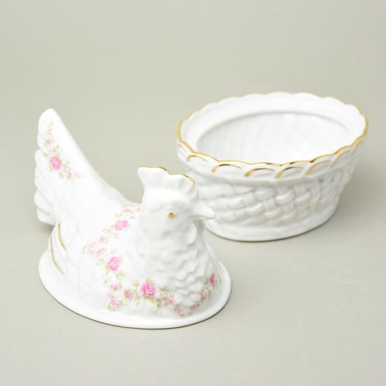 Box Hen 14 x 13 cm, decor 158 on white, Leander Loučky