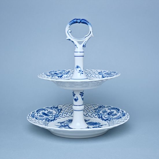 2-compartment dish perforated, 18 + 24 cm, Original Blue Onion Pattern