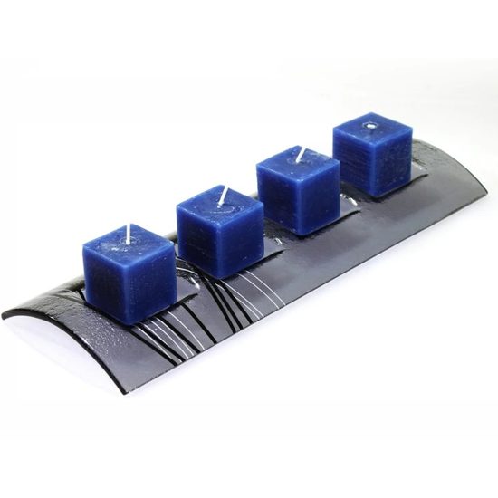 Advent Glass candlestick Tunnel, gray + black and white stripes, 34x13 cm, BDK - Glass