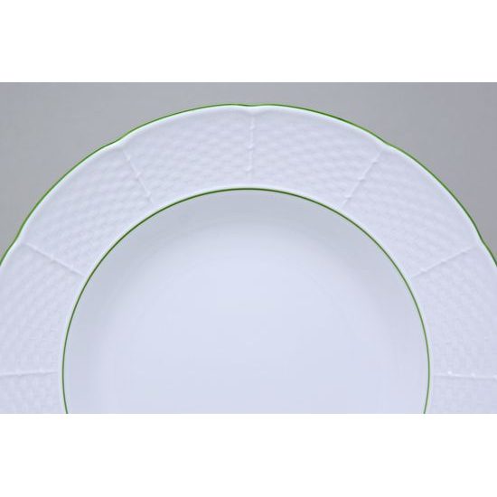 7047703: Deep plate 23 cm, Thun 1794, karlovarský porcelán, NATÁLIE light green lines