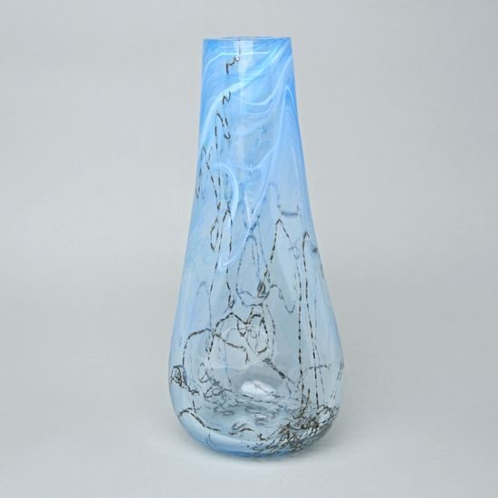 Váza tvarovaná 33 cm, hutní sklo, ruční práce, Vendula Zámečníková