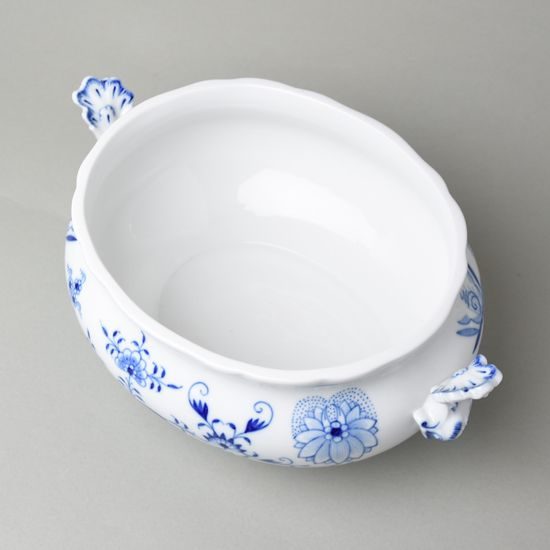 Mísa polévková oválná 3 l s figurkou na víku, cibulový vzor, Míšeňský porcelán