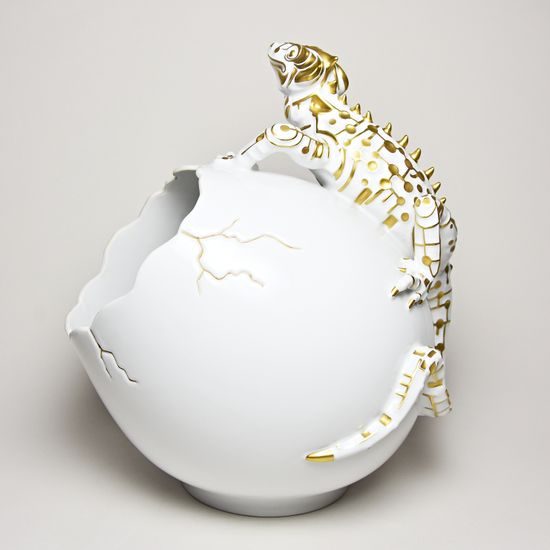 Decorative Bowl With A Lizard, 31 x 25 x 27 cm, Thun, Atelier Studio Lesov