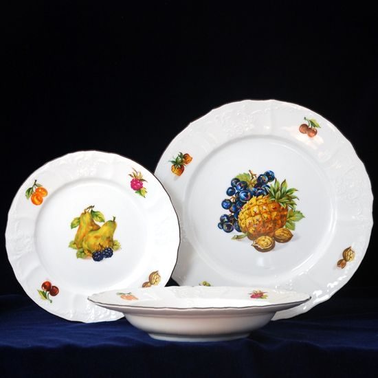 Fruits: Plate set for 6 persons, Thun 1794 Carlsbad porcelain, BERNADOTTE