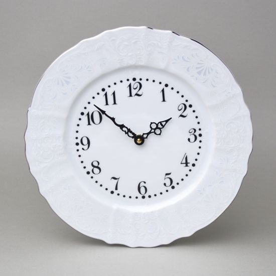 Hodiny nástěnné 27 cm, Thun 1794, karlovarský porcelán, BERNADOTTE mráz, platinová linka