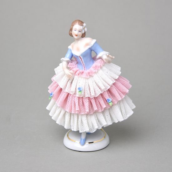 Dancer with lace 7 x 6,5 x 15 cm, Kurt Steiner, Porcelain Figures Unterweissbacher