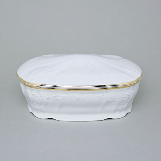 Candy jar 2,1 l, Thun 1794 Carlsbad Porcelain, BERNADOTTE gold line