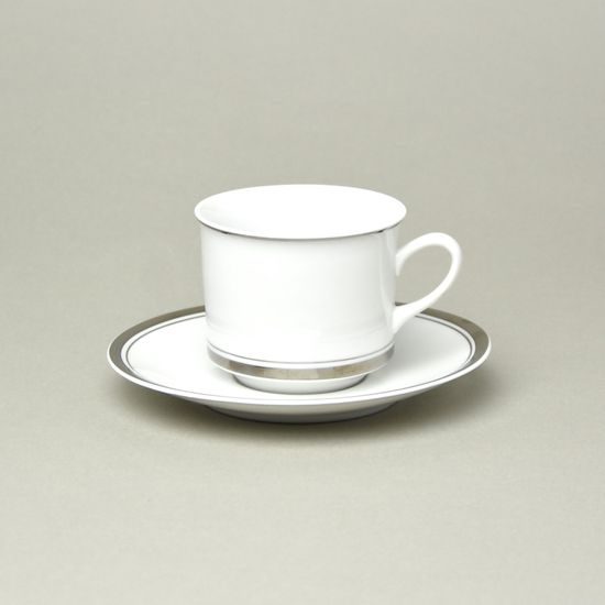 Cup 200 ml + sacuer 15 cm, Sabina, platinum rim, Leander 1907