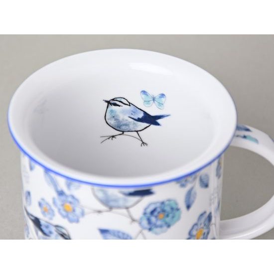 Hrnek Tina střední 240 ml, ptáčci modří, Český porcelán a.s.