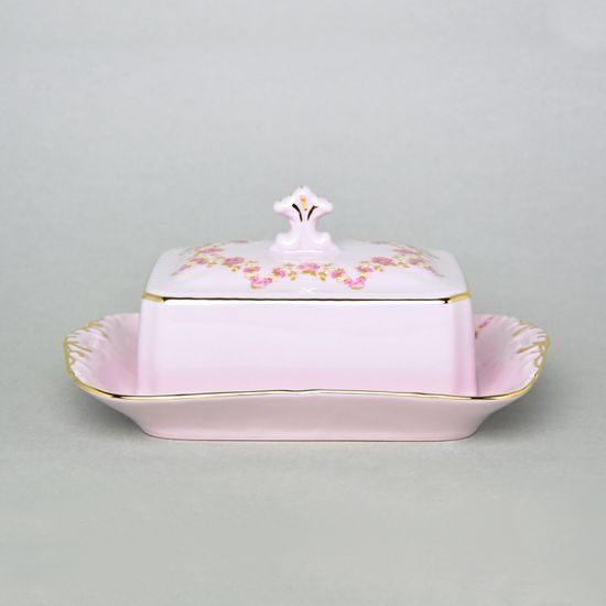 Butter dish for 250 g butter, Leander, decor 158, rose china