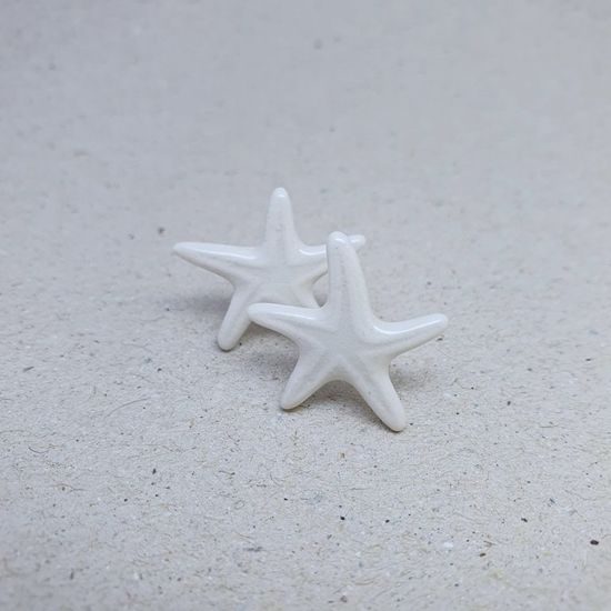 Náušnice: Puzetky - Mořské hvězdice, Porcelánové šperky Ateliér Mallys