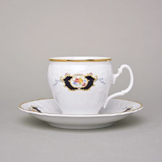 Coffee cup and saucer 220 ml / 16 cm, Thun 1794 Carlsbad porcelain, BERNADOTTE arms