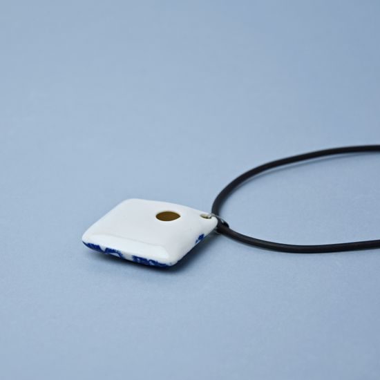 Necklace: Hollow Pillow 40 mm, Flowering Cactus, Porcelain Jewels Studio Mallys